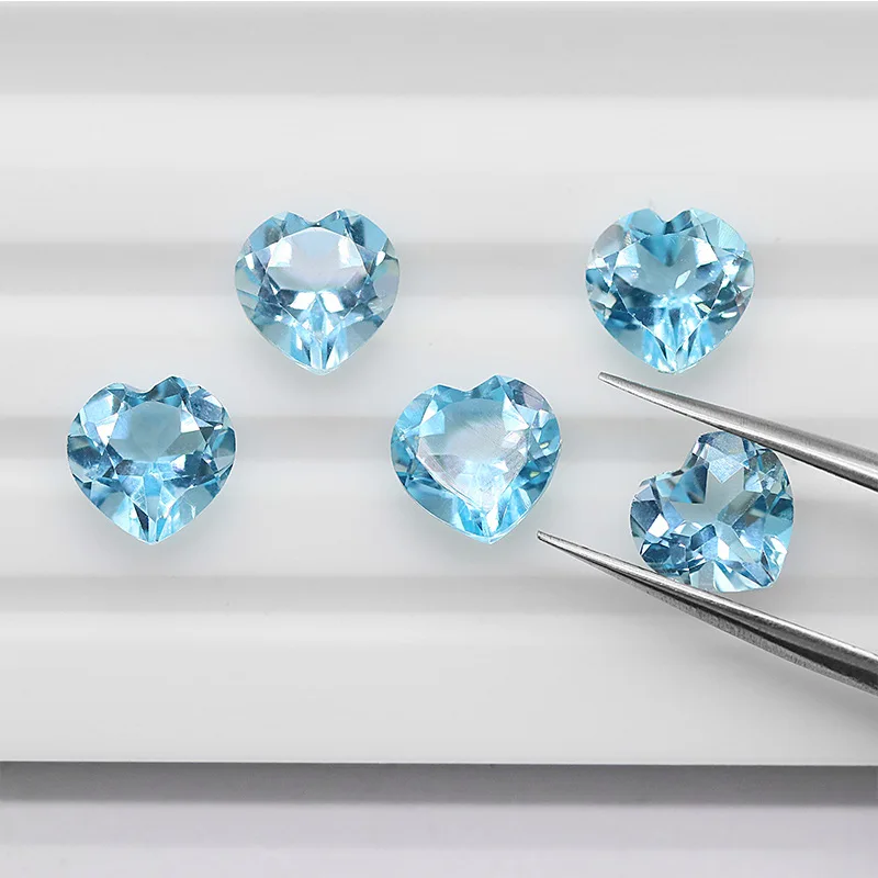 

20 шт./лот, натуральный небесно-голубой топаз, огранка «сердце», 4x4-9x9 мм, россыпью
