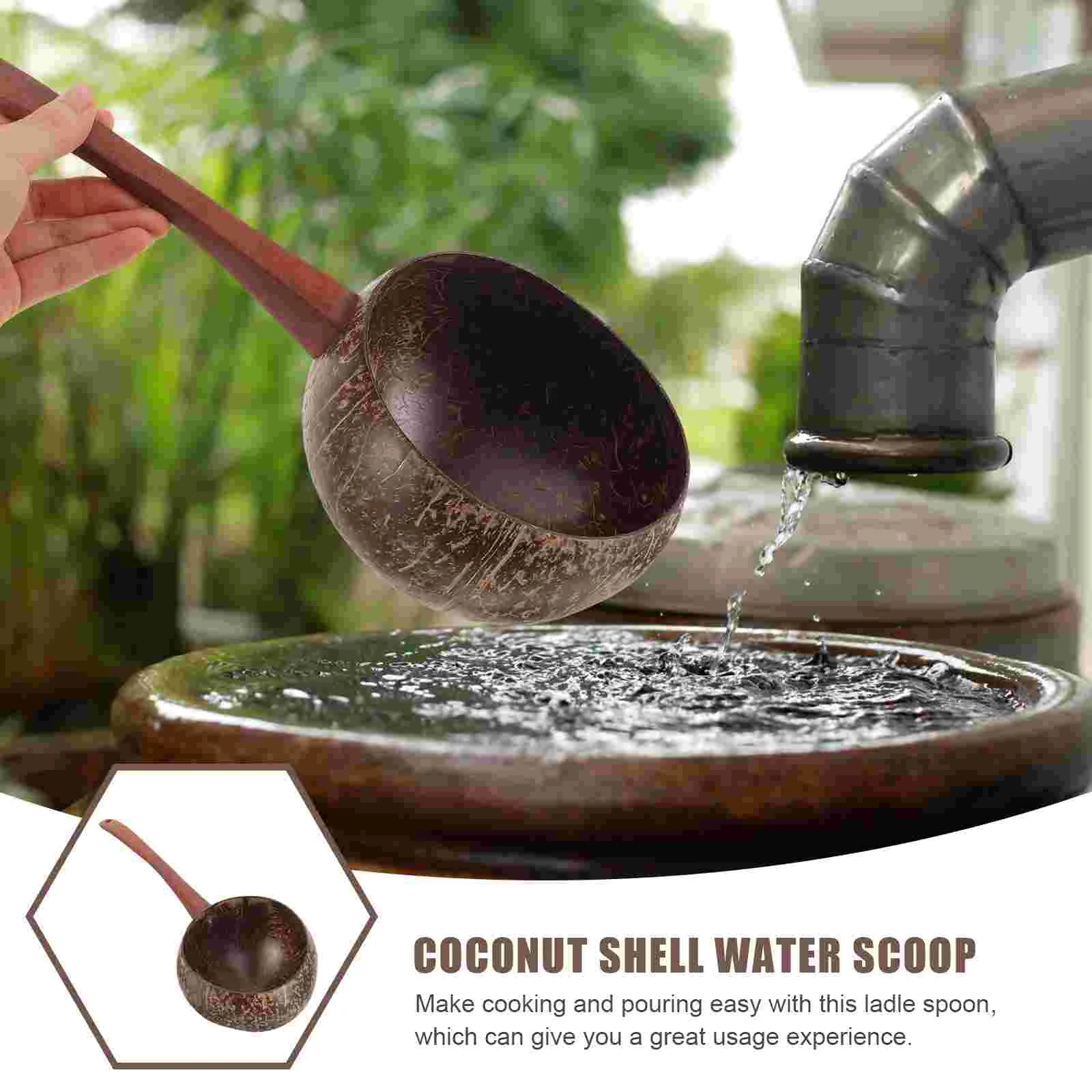 Soup Ladle Coconut Shell Ladles for Cooking Spoon Water Wok Kitchen Utensils Long Handle Rural Scoop Gadget