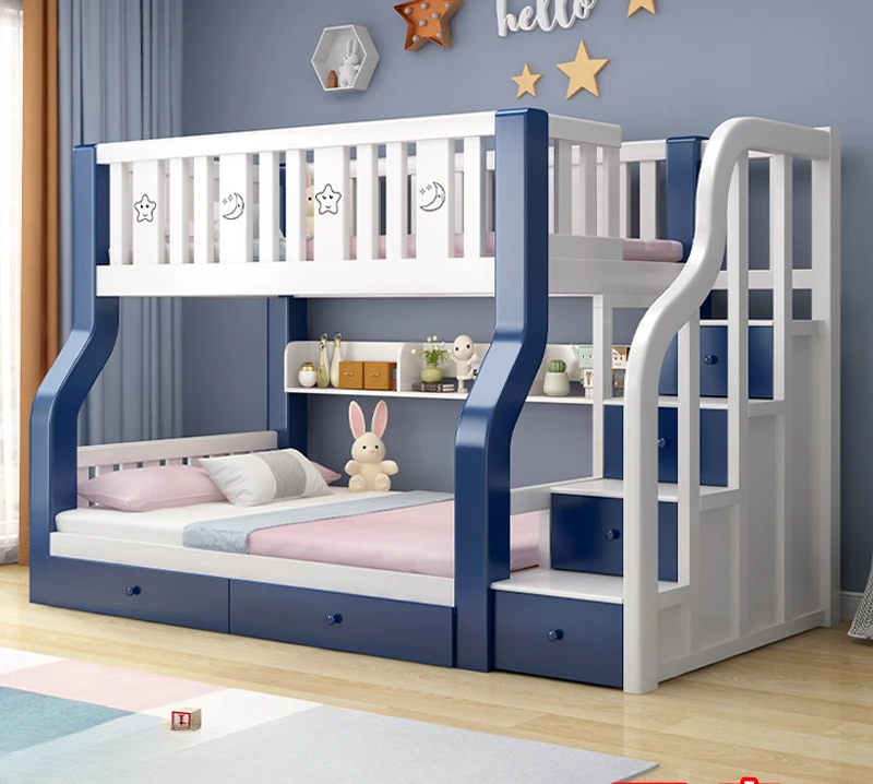 

Solid wood bunk bed, bunk bed, two-story wooden bed, small house, multi-functional combination