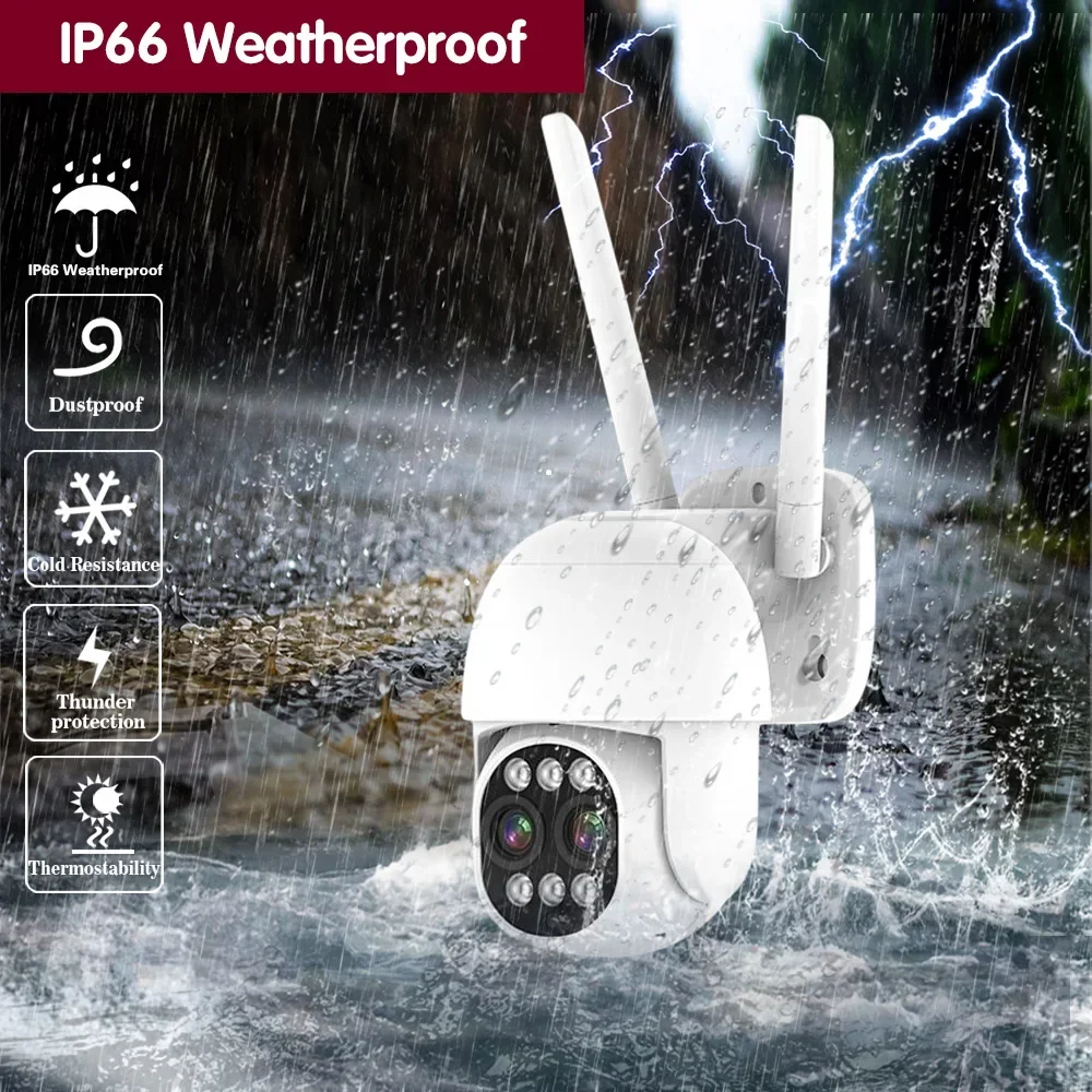 4K 8MP 16CH Wifi PTZ IP Camera System 10X Zoom Dual Lens Wireless Auto Tracking Surveillance Camera Kit 2 Way Audio CCTV NVR Kit