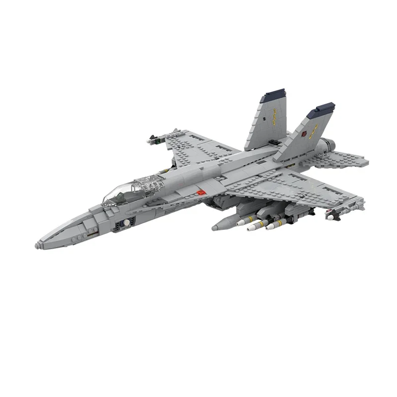 QWERT F18 Multirole Fighter Jet Model MOC Building Bricks War Equipment Modular Technology Gifts Holiday Assemble Toys Suit