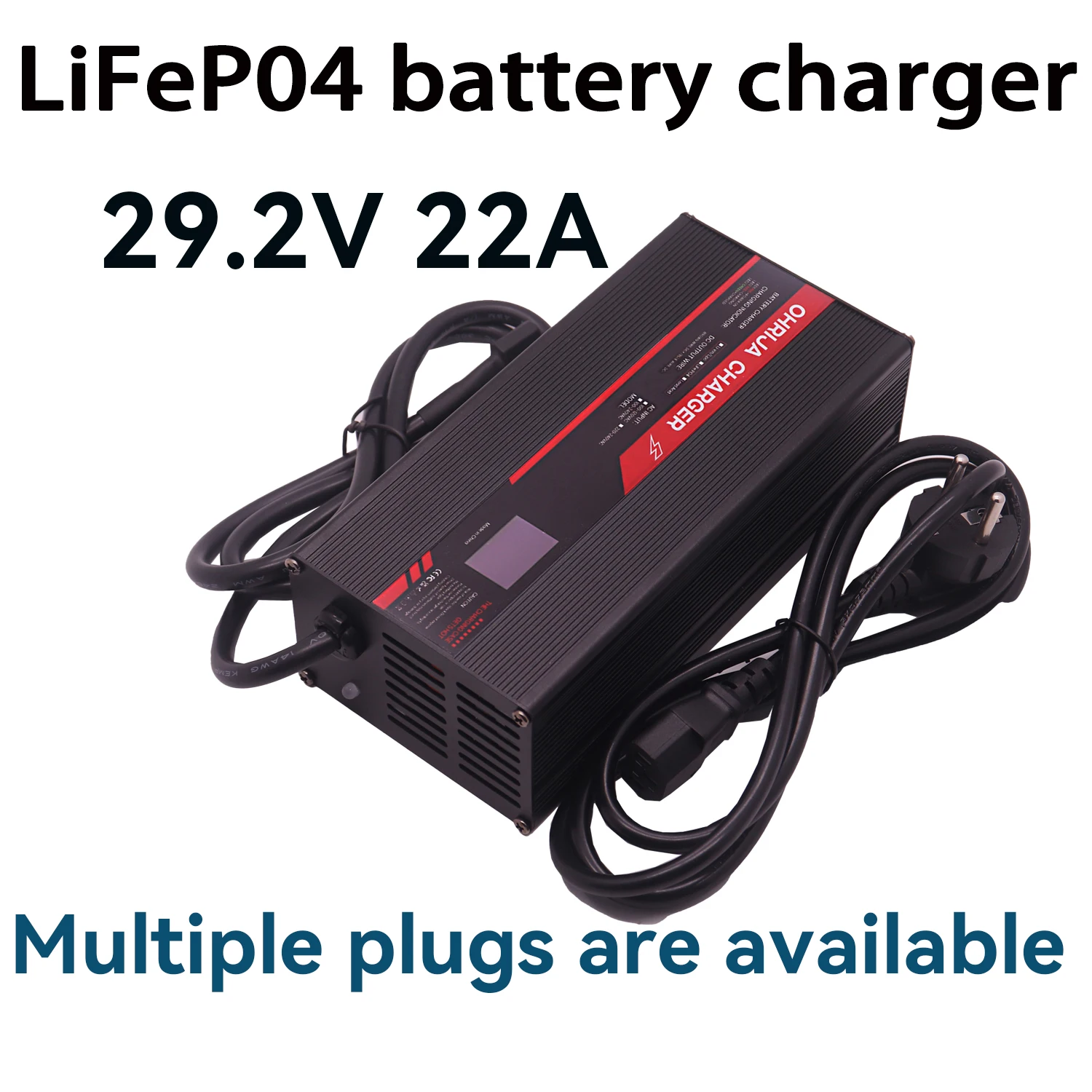 

OHRIJA 29.2V 22A High power Fast Charger For 8 strings 25.6V LiFeP04 Battery Charger igh-power intelligent display shell case