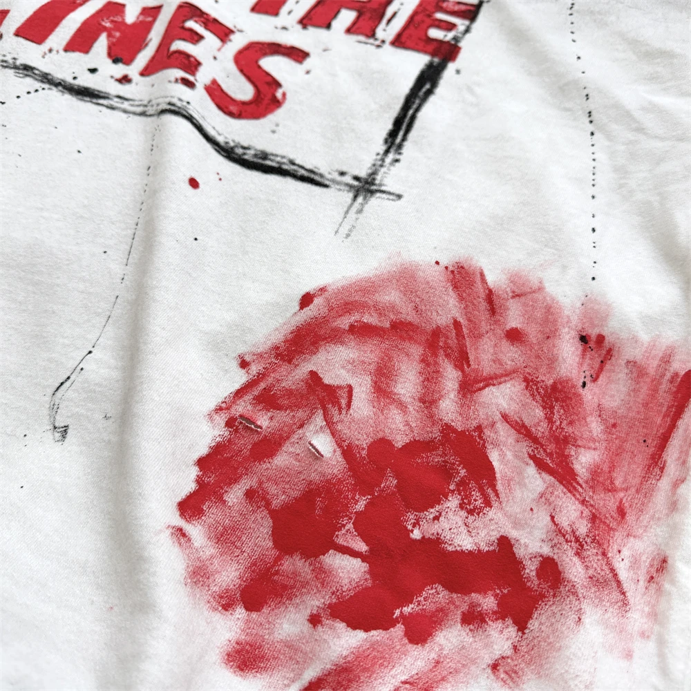 Saint Street Dirty FREE YOUR MIND T-shirt Men Women Street graffiti splashed with ink Tops Tee T Shirt view 5