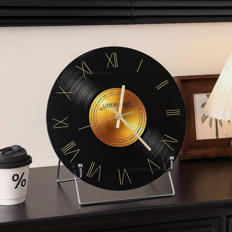 

Настольные часы в винтажном стиле с виниловой пластинкой, декоративные часы для гостиной, тумбы под телевизор, украшение для дома FYTC