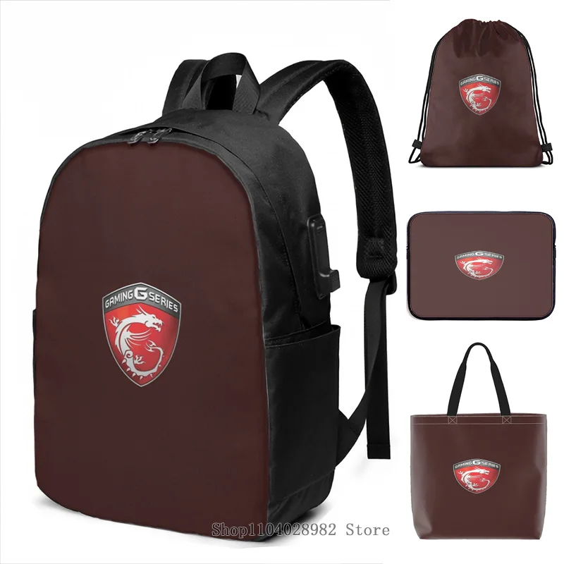 Funny Graphic Print MSI Gaming Logo USB Charge Backpack men School bags Women Tote Bags Travel laptop bag