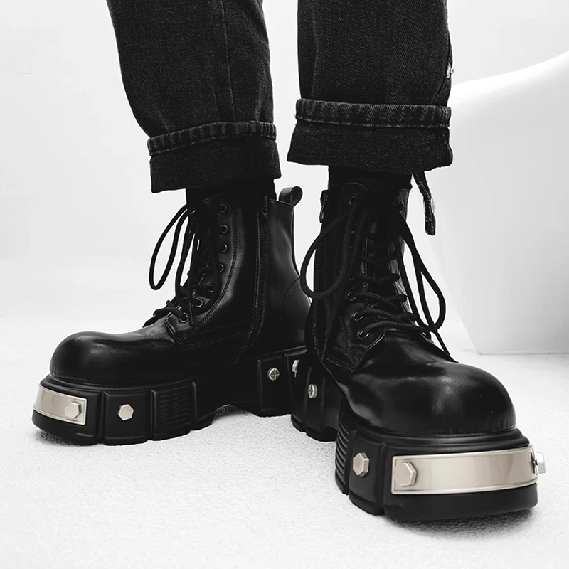 italian brand designer high platform boots for men fashion soft leather shoes cowboy spring autumn boot stylish motorcycle botas view 4