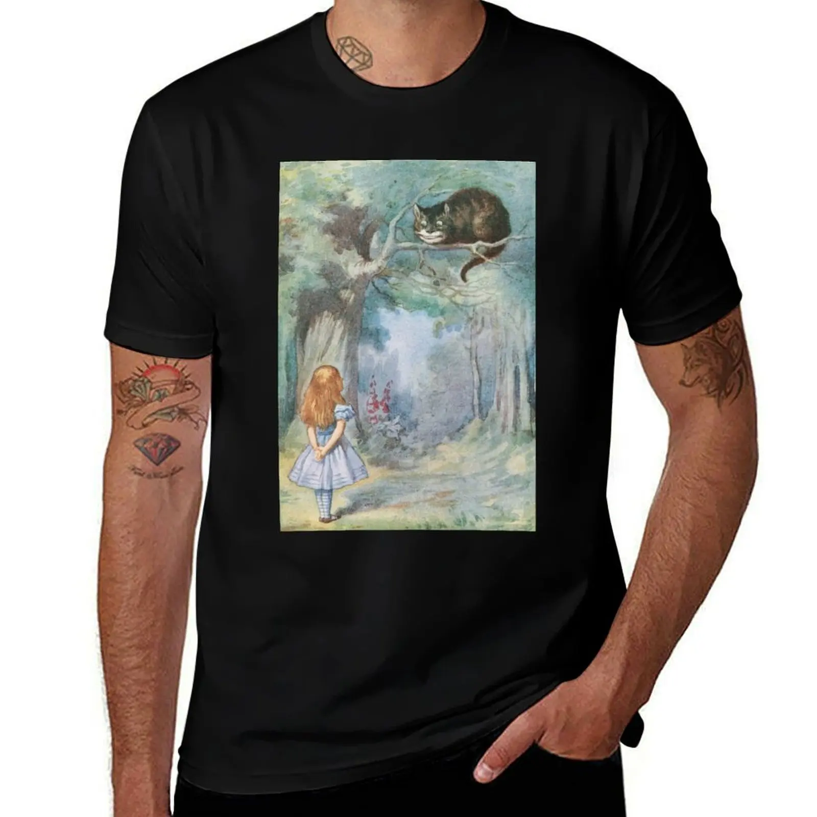 

Alice and the Chesire Cat T-Shirt oversizeds custom shirt graphic t shirts custom t-shirts big and tall t shirts for men