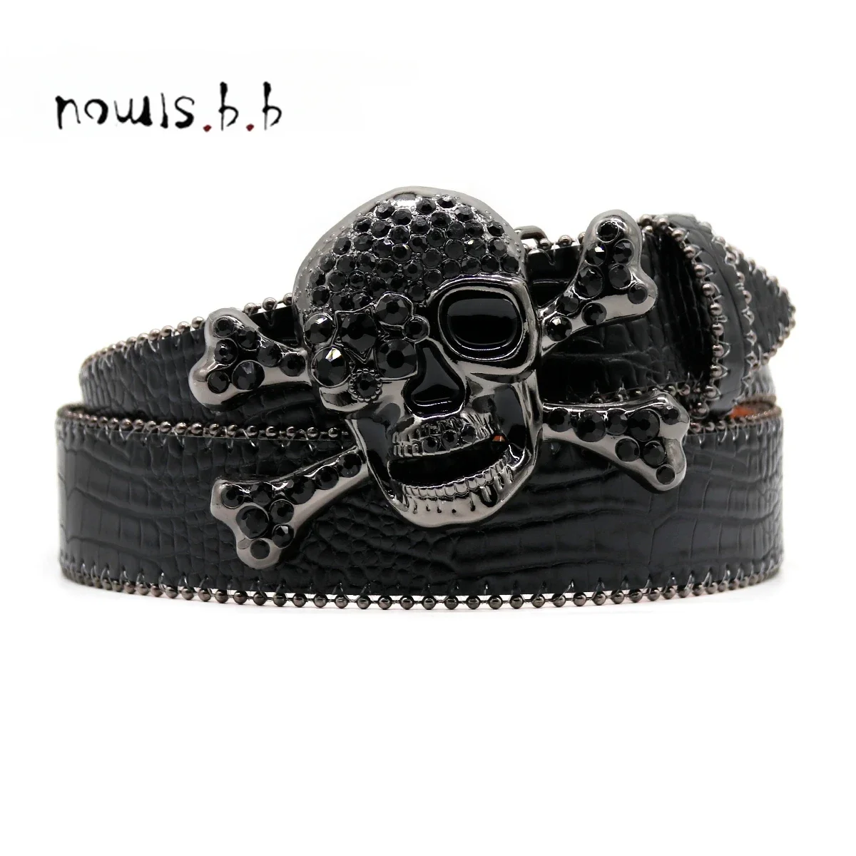 Western Rhinestone Skull Belt Ceinture Femme Ceinture Homme Crystal Studded Luxury Pin Buckle Belt Cinto De Strass Jeans