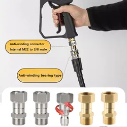 Pressure Washer Swivel M22 14mm 360 Degree Kink Free Swivel Fitting Anti Twist M22 Male to Female Connector Joint for Gun Hose