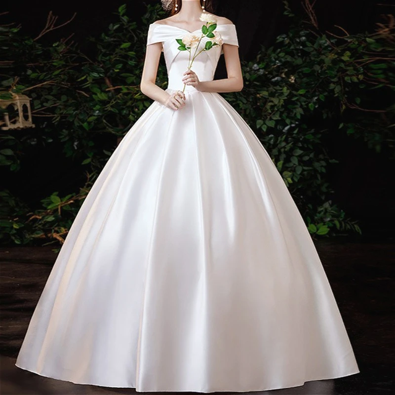 

White Long Dress Women Ball Gown Dresses Wedding Off Shoulder Slash Neck Vestidos Y2k Banquet Evening Elegant Party Night