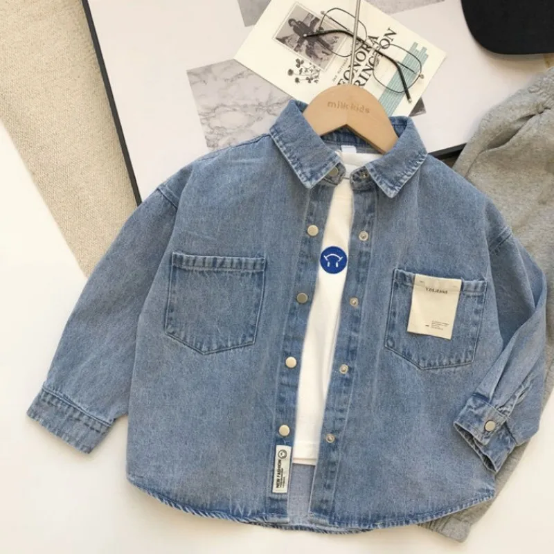 

Boys Baby's Kids Blouse Jacket Outwear 2023 New Jean Spring Autumn Shirts Cotton Gift Teenagers Children's Clothing