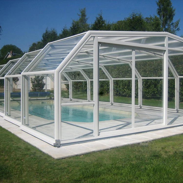 Aluminium Automatic Lifting Pool Cover Retrac   Industrial Waterproof Outdoor Swimming Pool Enclosures Sliding Triangle