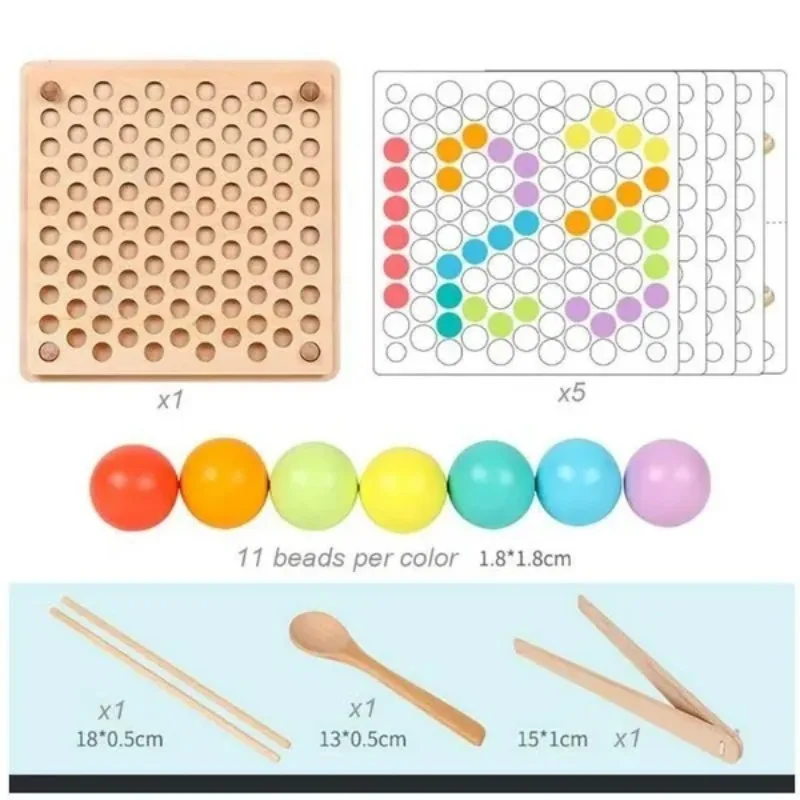 Montessori Color Sorting Brinquedos De Madeira para Crianças, Hands Brain Training, Clip Beads, Math Toy Game, Early Learning, Kids, New