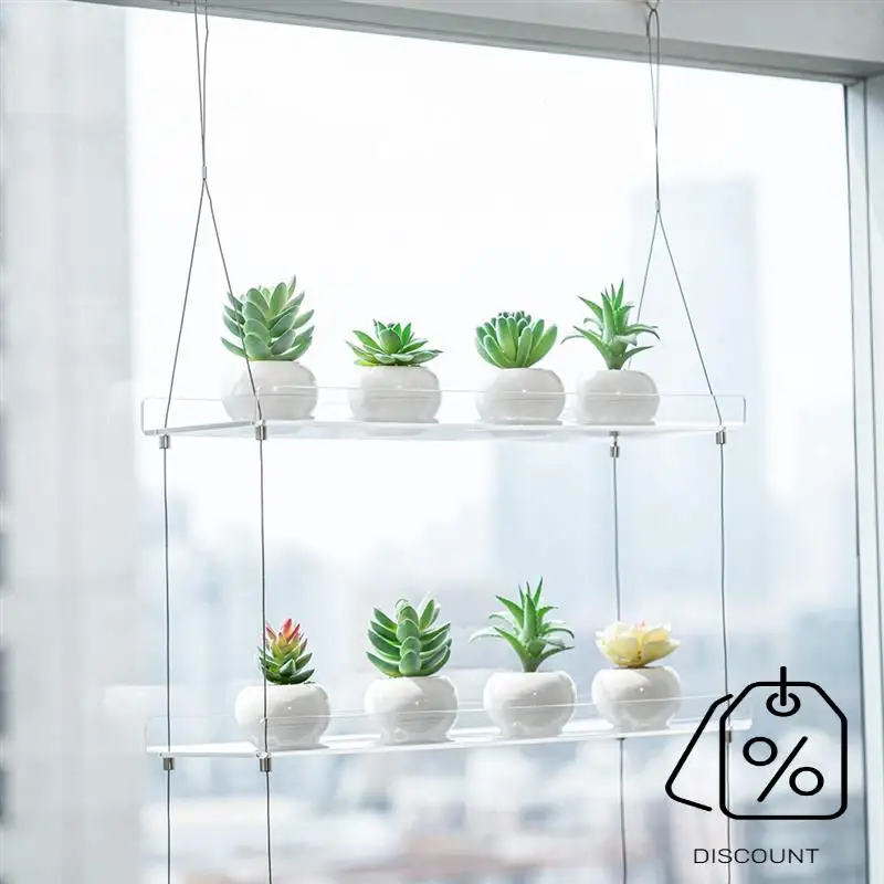 BAAG-3-estantes para plantas de ventana de 16 pulgadas, estante flotante colgante ajustable acrílico, extensor de alféizar de ventana para plantas de interior