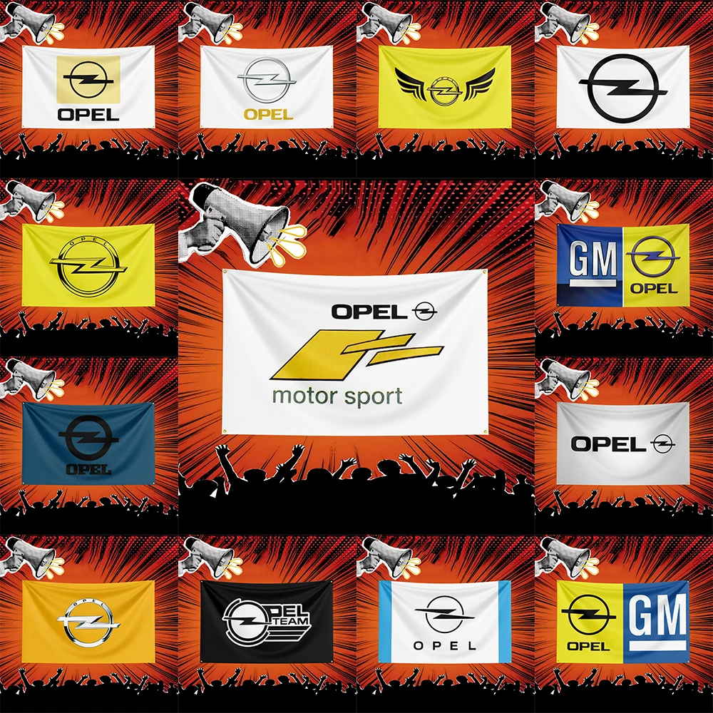 Opel Car Flag 3x5 FT Polyester Banner For Garage Wall Decor Auto Show Decoration Fan Gift