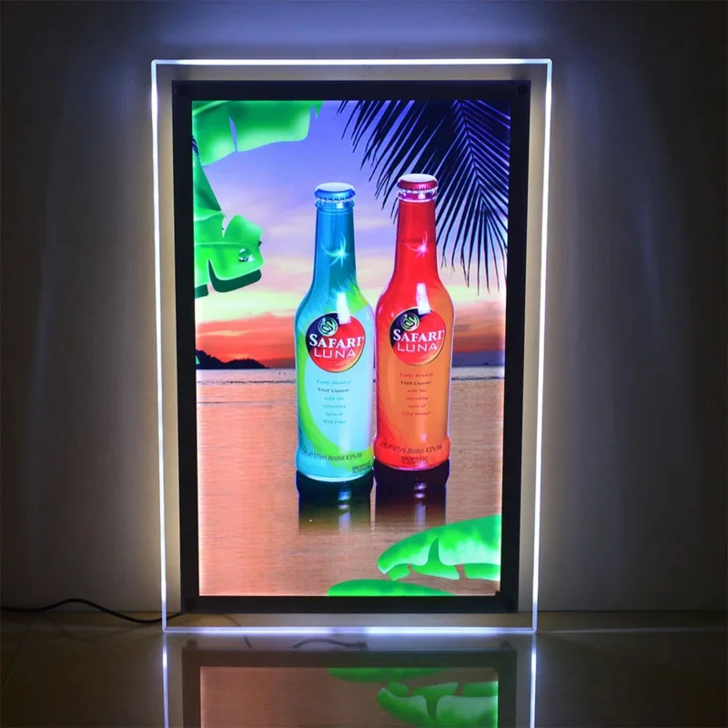 Custom  wall mount fast food backlit magnetic acrylic digital display led sign box menu board light poster frame restaurant adve