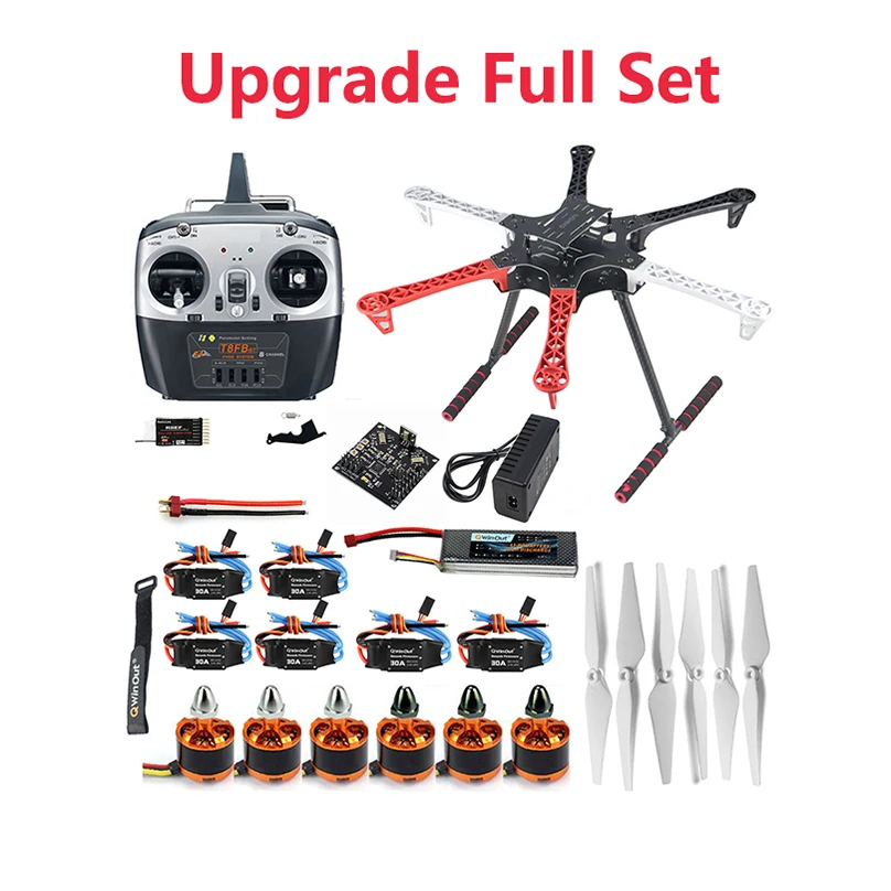 JMT DIY F550 6-Axle RC Hexacopter Drone Kit 2212 920KV CW CCW Brushless Motor 9443 Propeller T8FB R8EF 2.4G Radio Transmitter