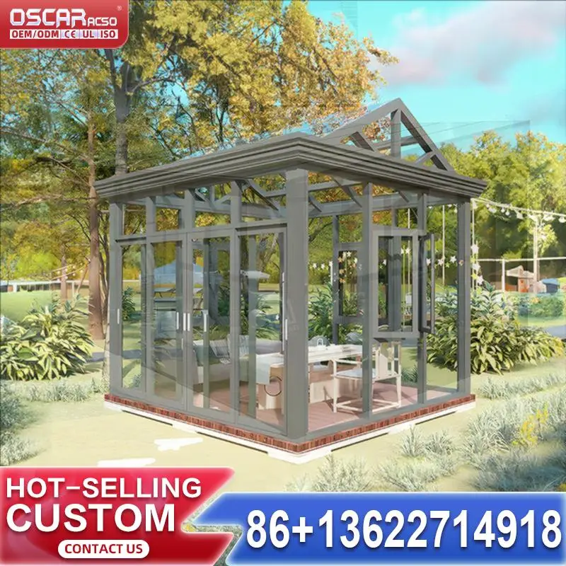 4 Season Winter Prefab Retractable Glass Sunrooms for Terraces Gardens Outdoor Areas sunroom