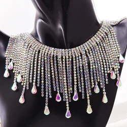 1 Yard hot AB color drop pendant Long tassel claw chain necklace Rhinestone Crystal metal clothing Shoe accessories Sewing DIY