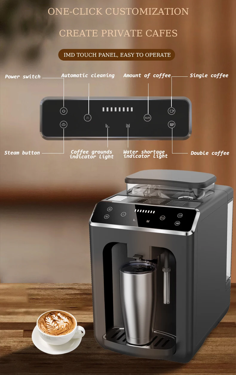 Fully Automatic Espresso Commercial One Touch Coffee Machine With Grinder Bean To Cup