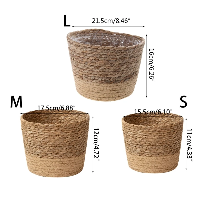 Cesta flores tecelagem palha, plantador grama, vaso jardim interno externo, dropship