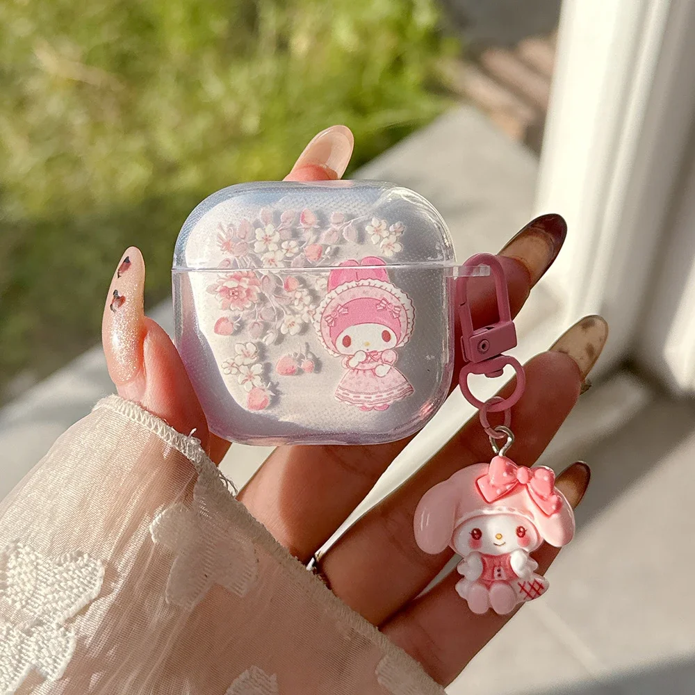 Cute Sanrio Kuromi My Melody Earphone Case For Airpods 1 2 3 4 Pro 2 3 Wireless Bluetooth Headset Protective Cover With Pendant