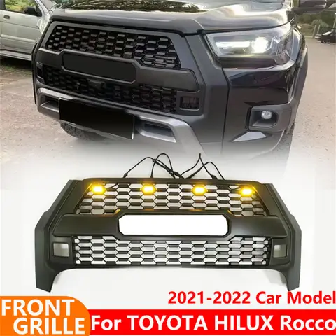 Racing Grills For Toyota Hilux Rocco 2021 2022 Pickup Car Radiator Front Grille Bumper Mask Mesh Cover Auto Accessories Parts