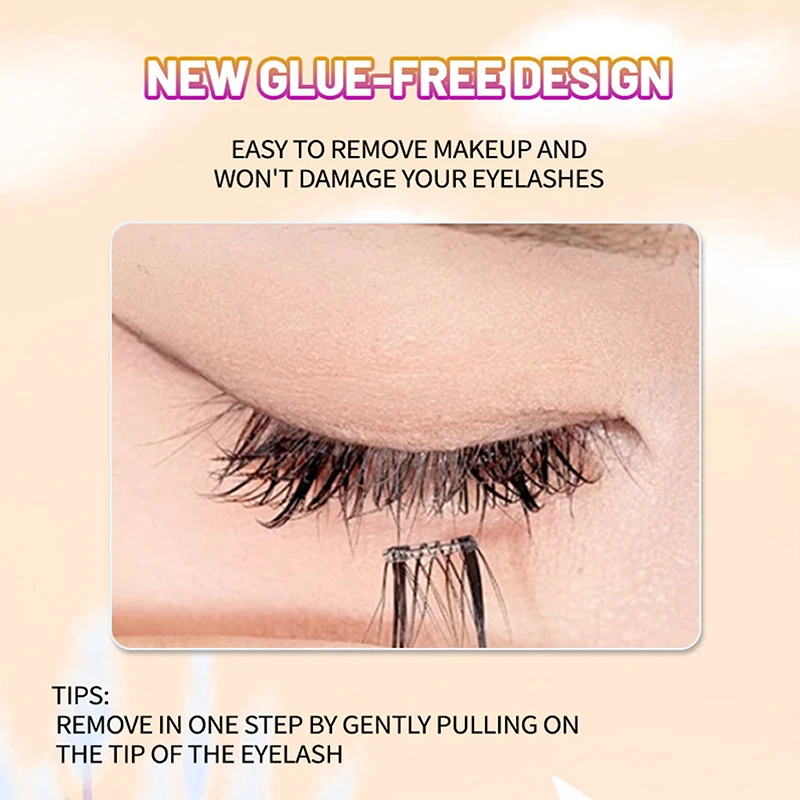 100-160Cluster Eyelash Extension No Need Glue ClusterLashes Glue Free 10-13mm D Curl Reusable Self-Adhesive Evelashes