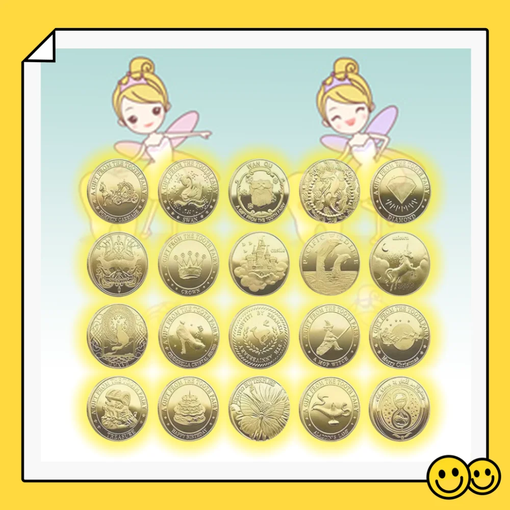 

Памятная монета-медальон, монета Lucky Wishing, зубная фея, сувенирная коллекция, значок, мультяшный золотой стержень, подарок для детей, память