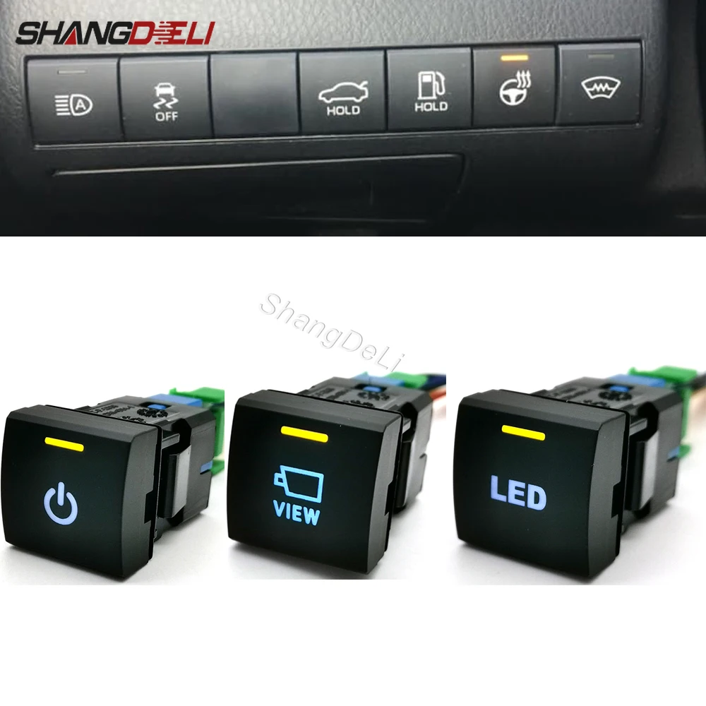 Car LED Light GAS Push Button Power On Off Switch Accessories For Toyota Camry 70 Rav4 Hilux Altis Land Cruiser Prado 150 2020