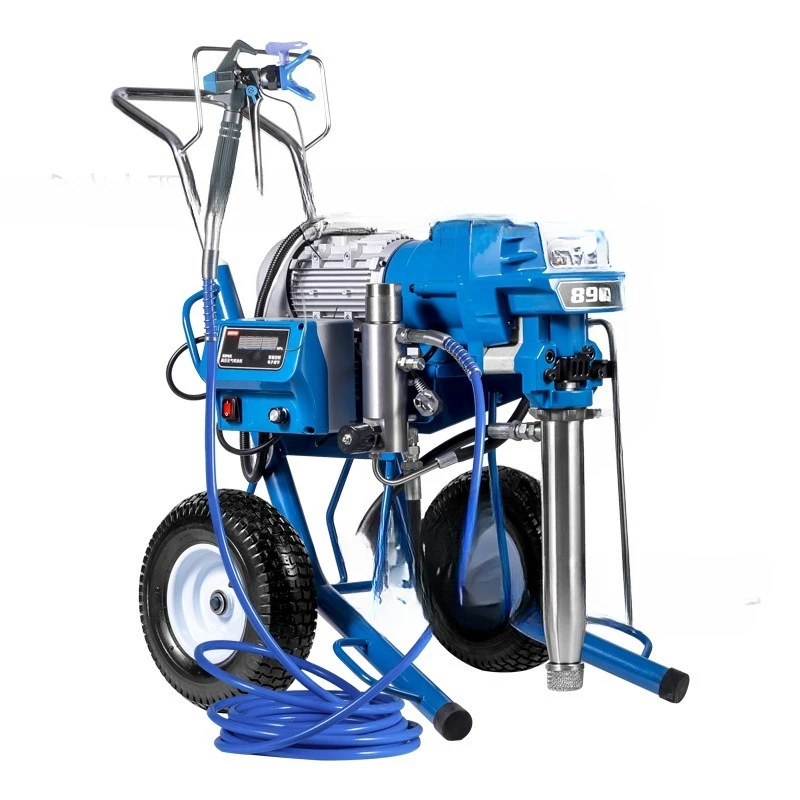

Large electric high pressure airless sprayer spraying latex paint putty sprayer