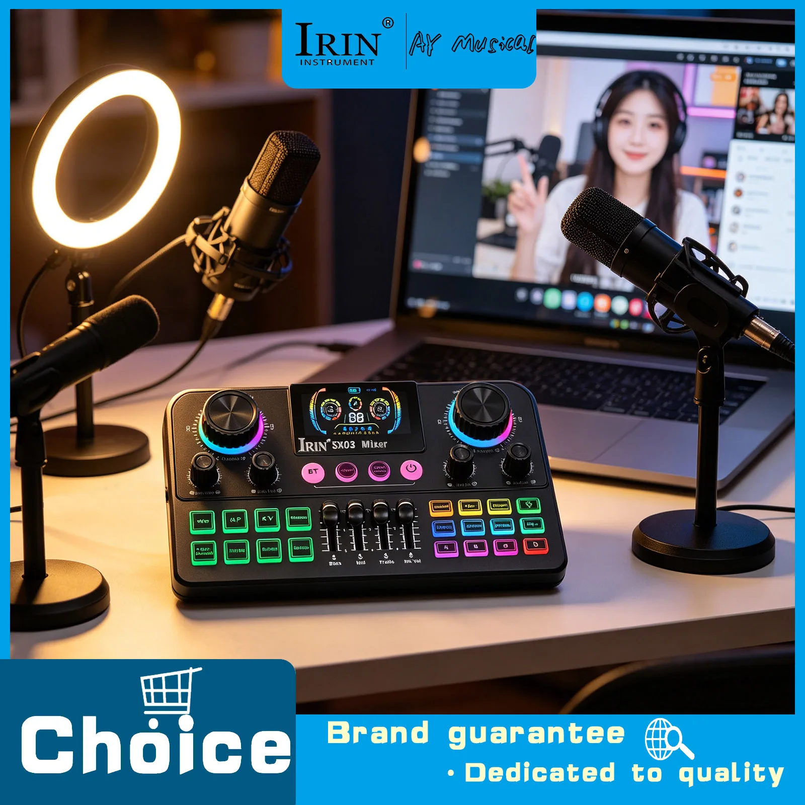 Digital Display Screen Live Sound Card SX03 Xlr Connection Port with Bluetooth Live Integration Function Professional Tuning