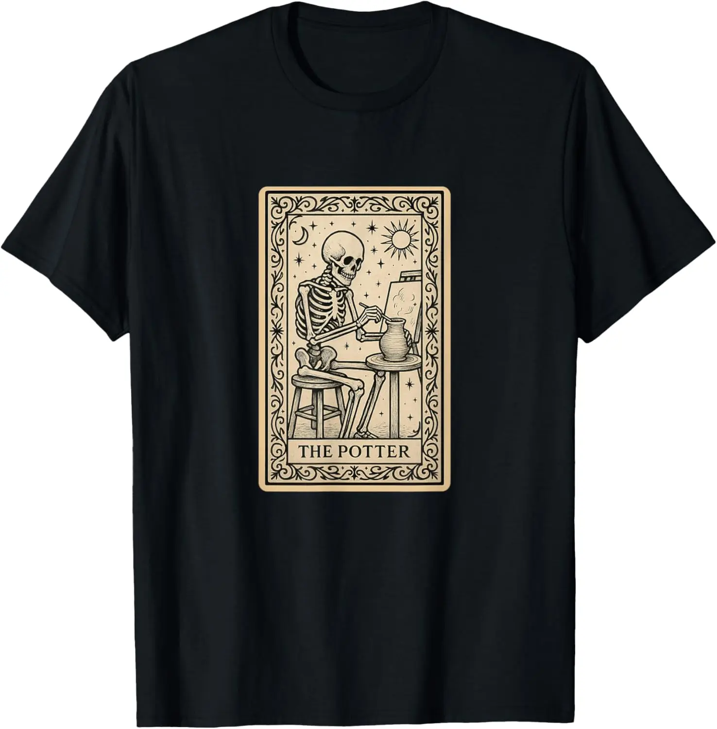 The Pottery Tarot Card Art Artist Potter Spooky Gothic T-Shirt 100% Cotton Trendy Y2K Short-Sleeve Tee-Soft, Quick-Drying,