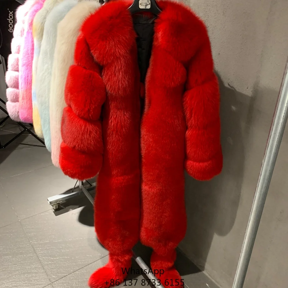 

Натуральная шуба из лисьего меха, длинная, цельномеховая, женская, теплая, зимняя, из натурального меха