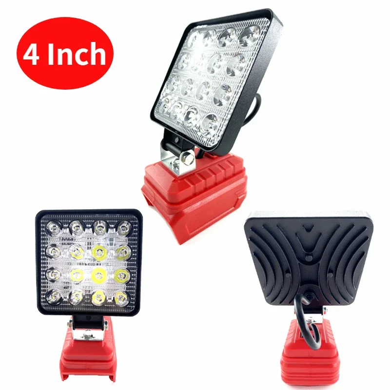 4 inch Wireless LED Work Light Spotlight For Milwaukee M&18 18V 18W Lithium Batteries Outside Working Tools Camping Supplies