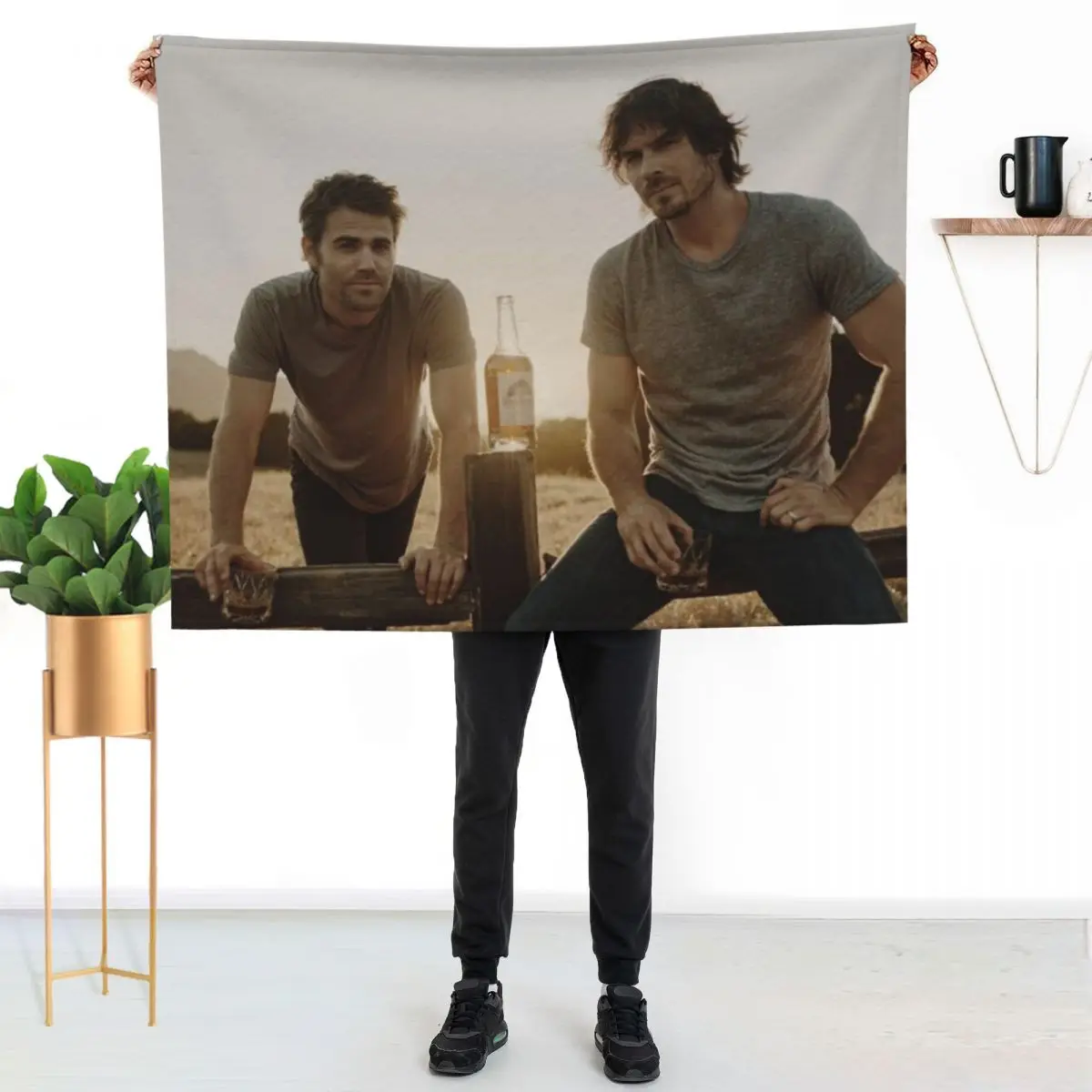 ian somerhalder and paul wesley Throw Blanket christmas gifts Retros Sofa Picnic For Sofa Thin For Decorative Sofa Blankets