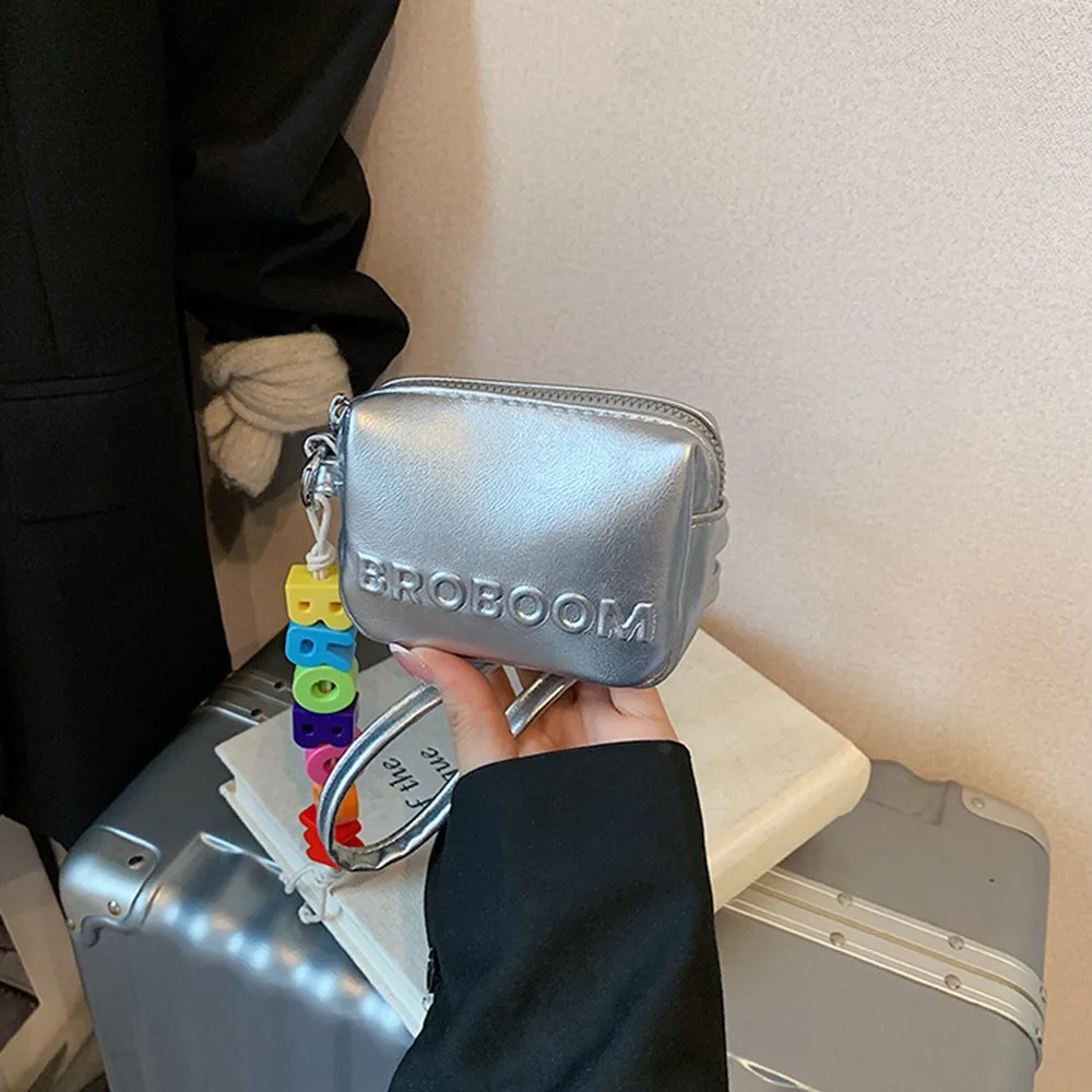 多機能小さな正方形財布シンプルなシングルショルダークロスボディヘッドフォンバッグ無地 PU レザーホルターネック小銭入れ