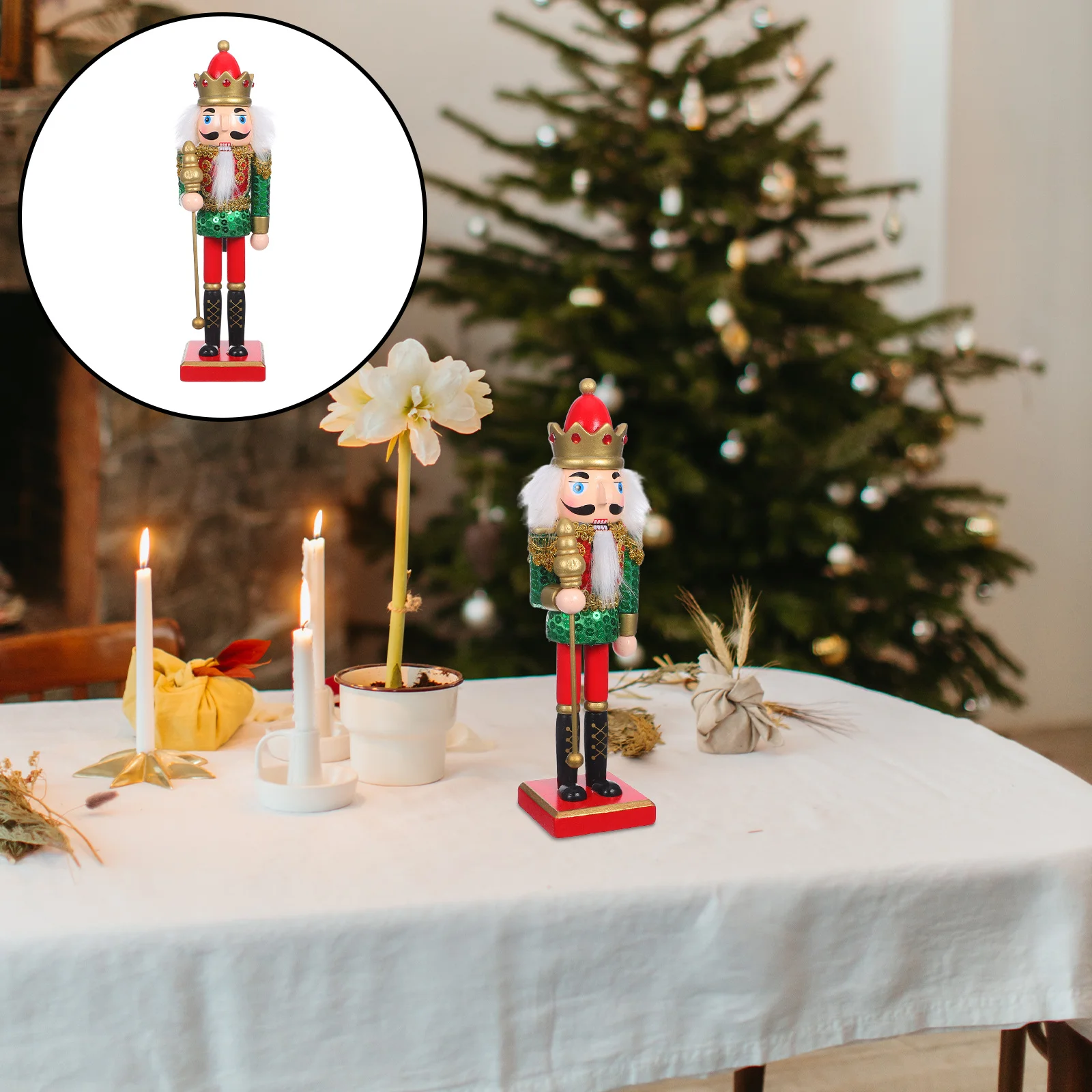 

25Cm Holiday Nutcracker Figure - Traditional Wooden Christmas Decoration for Mantel Tabletop Xmas Decor Collection Accent