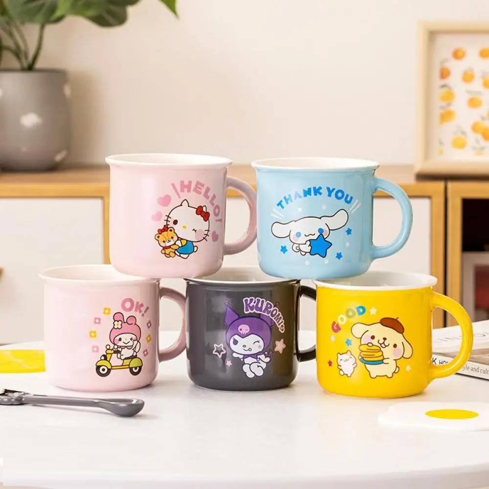 

Kawaii Sanrio Hello Kitty Porcelain Cup Kt Anime Figure My Melody Cinnamoroll 360Ml Water Cup Coffee Milk Breakfast Drinks Child