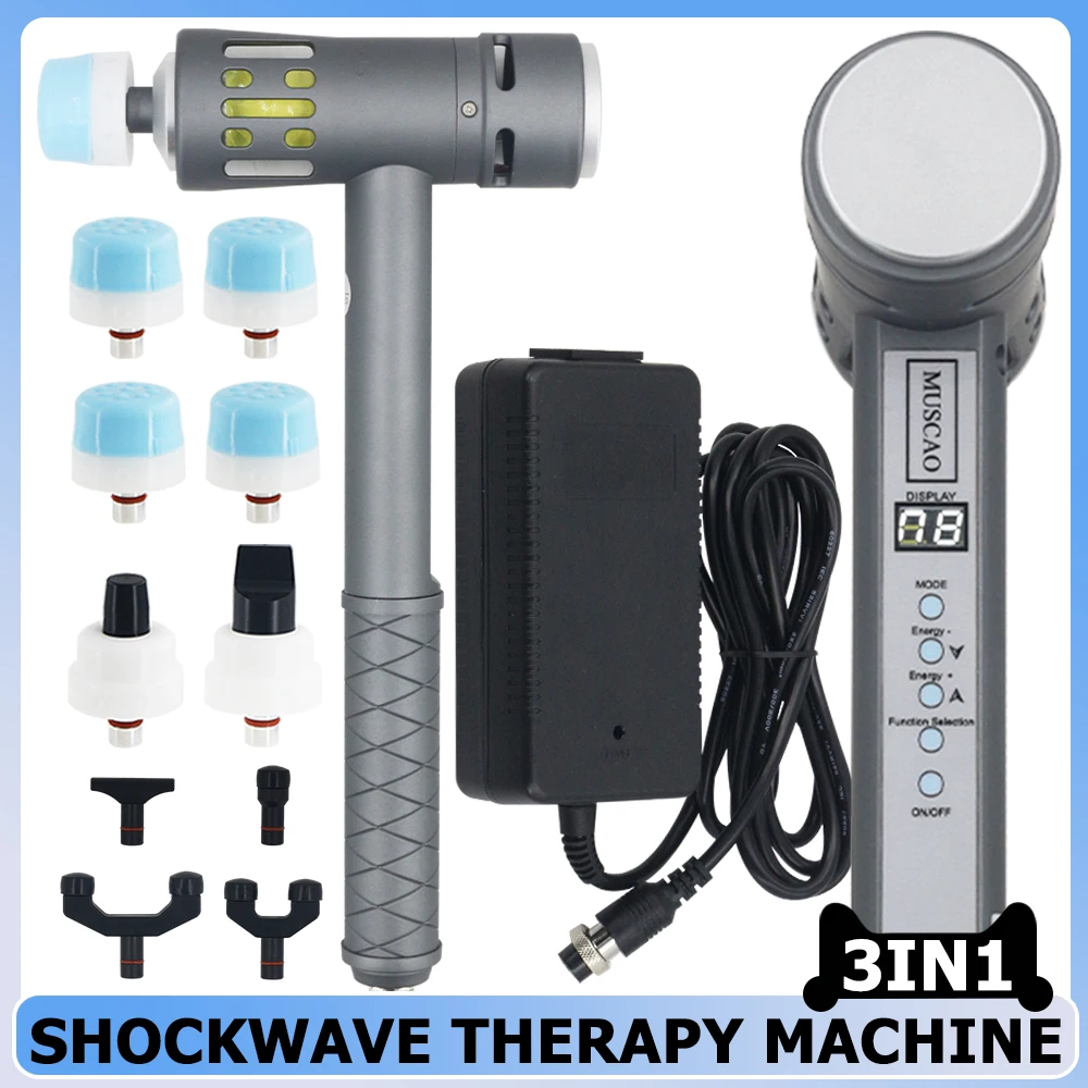 

Physiotherapy Sock Wave ED Treatment Foot Pain Relief Body Relax Massager 3 IN 1 Shockwave Therapy Machine Chiropractic Gun