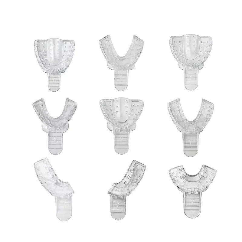 VVDental 9Pcs/set Disposable Dental Impression Trays Plastic Teeth Holder Trays Tool Autoclavable for Childrens Adults