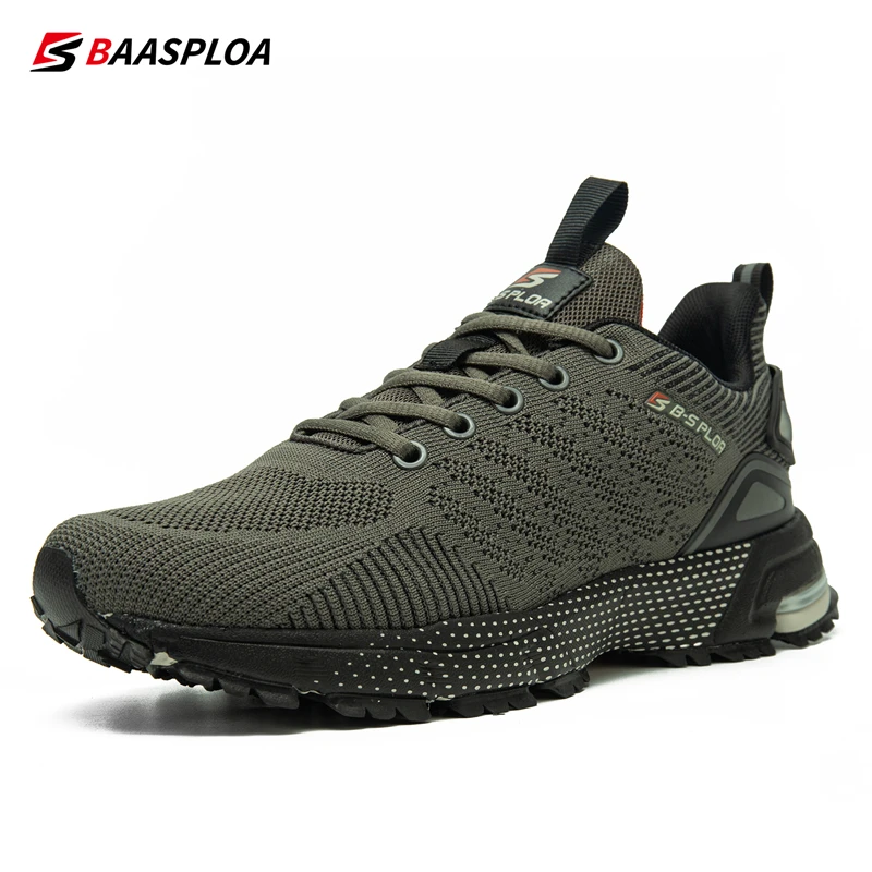 Baasploa Men Running Shoes New Mesh Breathable Sport Shoes for Men Comfort Lightweight Professional Sneakers Non-Slip Lace-Up