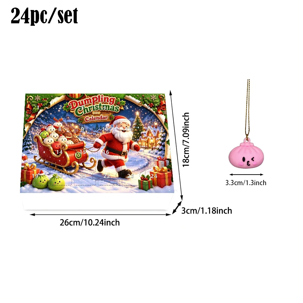 24 Stück Weihnachtsdekoration in Form von Knödeln, Adventskalender, 3D-Hängedekoration, Weihnachtsmann, Schneemann, Weihnachtsgeschenk für die Familie – Detail 2