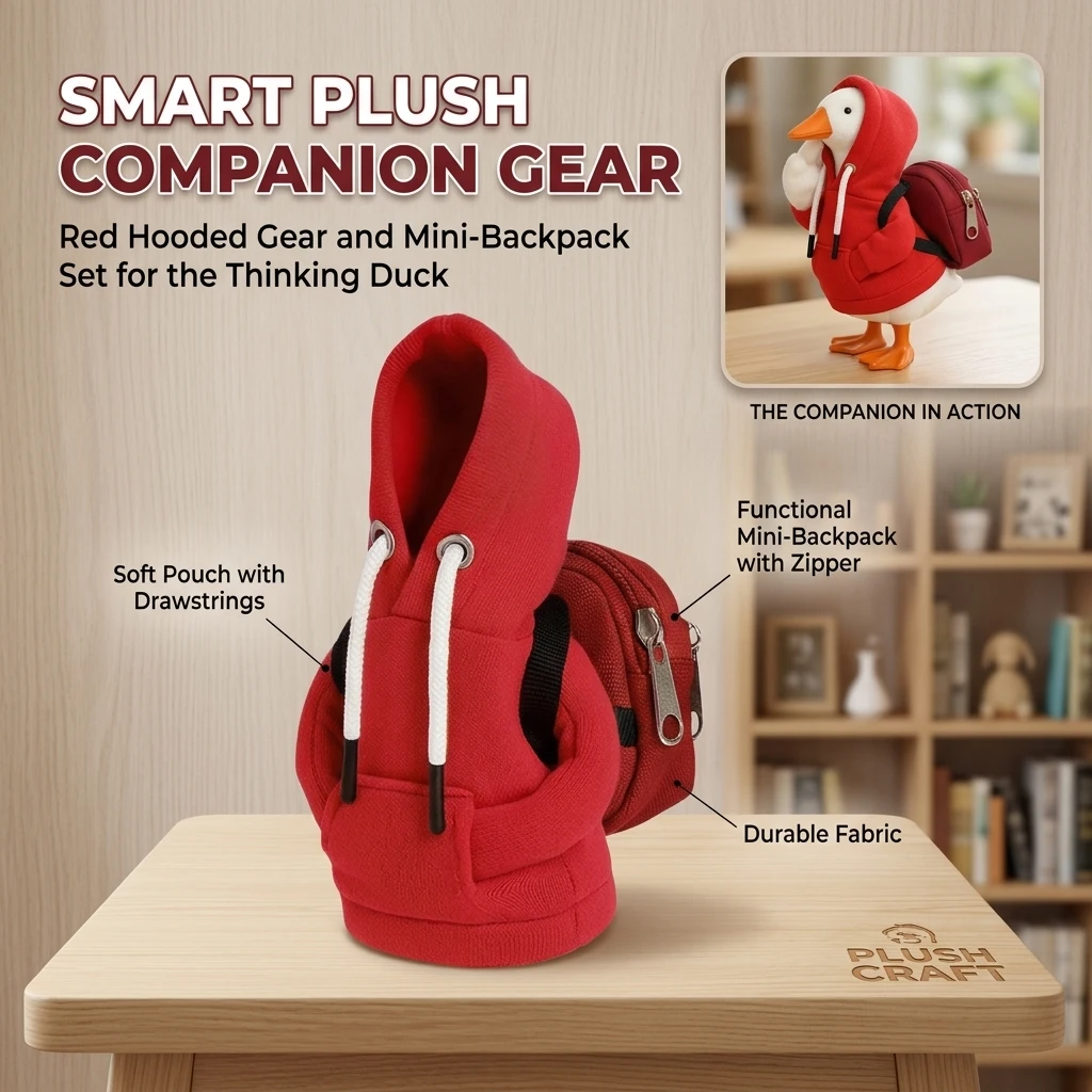 7-Inch Goose Figurine Mini Hoodie Backpack Accessory Set Soft Cloth Home Desk Decor Outfit Gift Includes Hoodie And Backpack