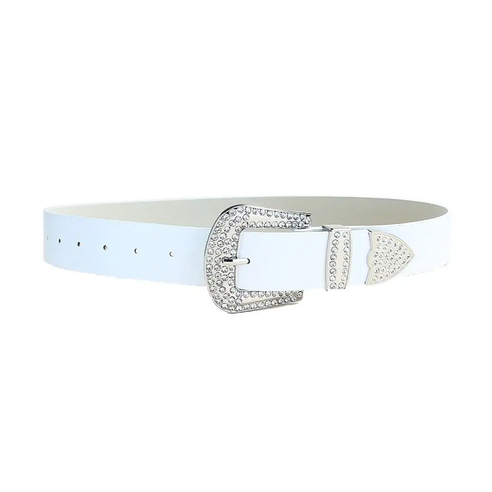 All-match PU Leather Rhinestone Belt Y2K Pin Buckle Women Belt Street Styles Alloy Jeans Waistband Cool Girls