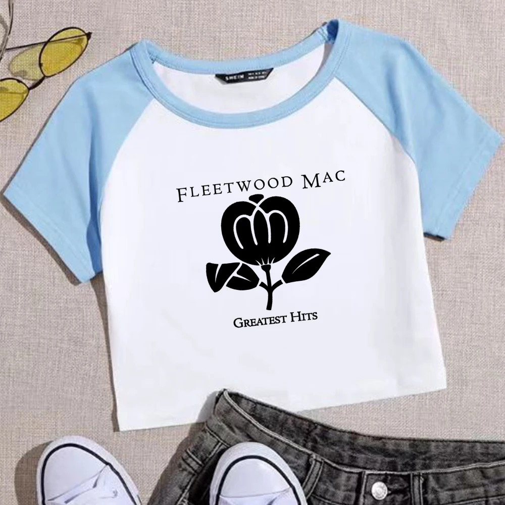 Fleetwood-Mac Greatest Hits 2024 Tour Crop Tops T-Shirt Girls Fashion Women O-Neck Short Sleeve  Fans Gift T-shirt