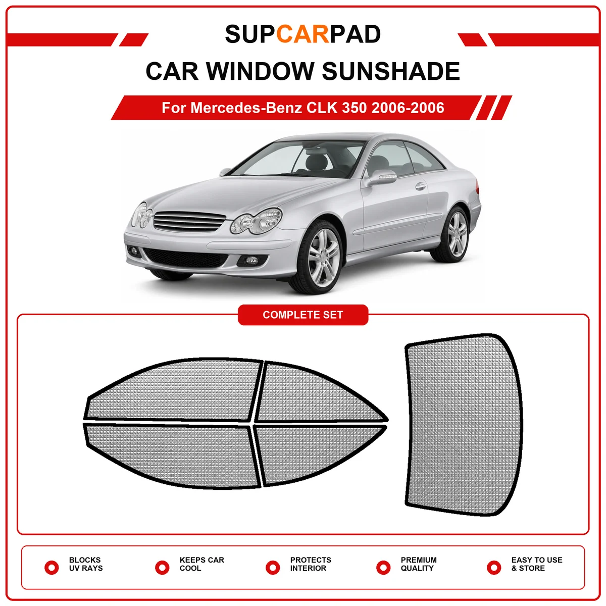 For Mercedes-Benz CLK 350 2006-2006 Pre‑Cut Auto Window Sunshade Anti‑UV Car Sun Visor Protector