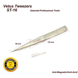 VETUS TWEEZER ST-16 Super Fine Tip High Quality Stainless Steel Super Hard Anti-magnetic and Anti-Acid Precision Tweezers