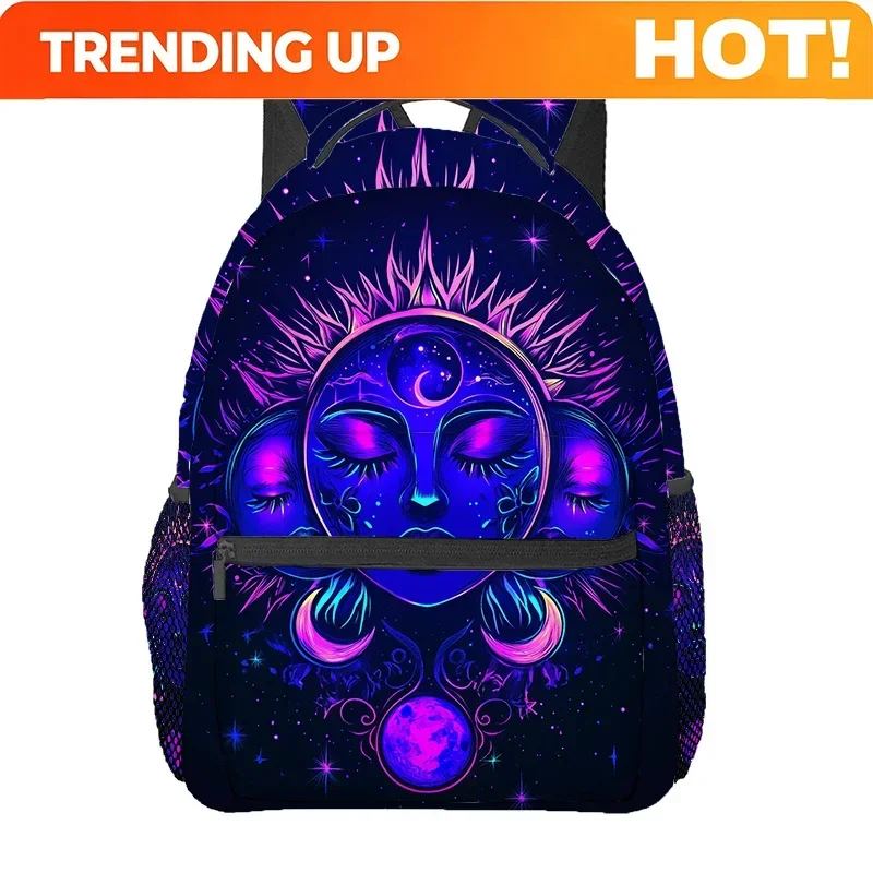 Custom Bag Black Light Sun & Moon Travel Backpack, Computer Bag Fitness Shoulder Pack Suitable For Traveling, Gym, Shopping, Yog