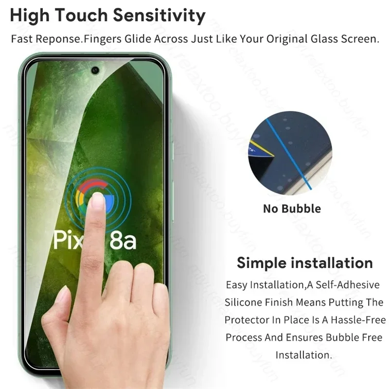 Pixel8a 5G Case 3 قطعة 9H واقي للشاشة من الزجاج المقسى لهاتف Google Pixel 8a 5G حماية الزجاج على Googe Gogle Pixle 8a 8 a a8 2024